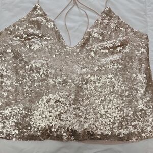 Glamorous Sequin Halter Camisole in Gold